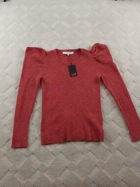 Joe's Jeans Puff Sleeve Blouse Womens Small Ribbed Long Sleeve Rose